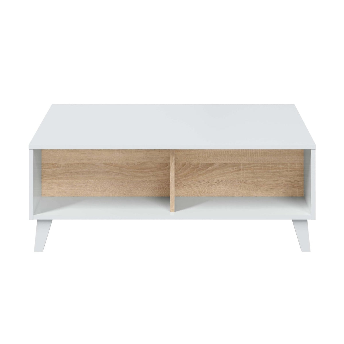 Table basse relevable scandinave avec rangements REGAL - Blanc