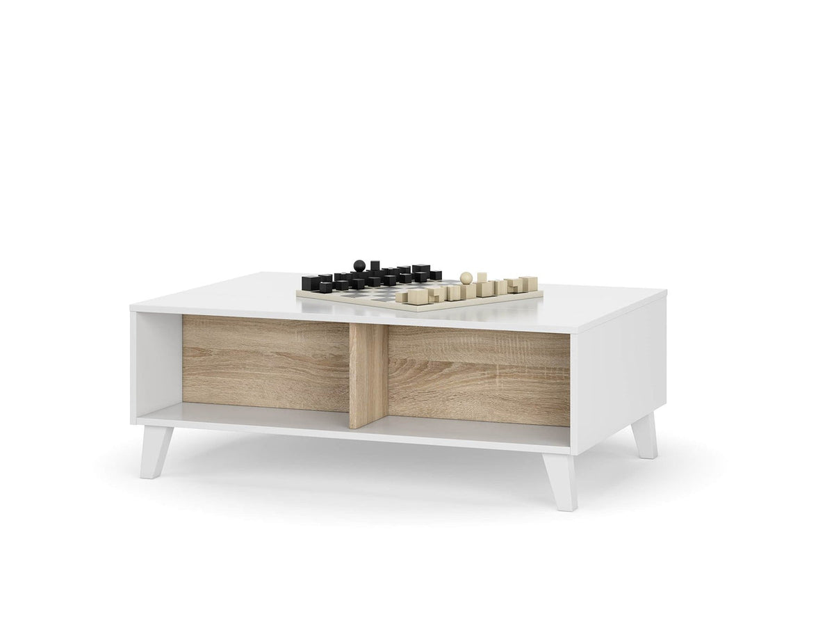 Table basse relevable scandinave avec rangements REGAL